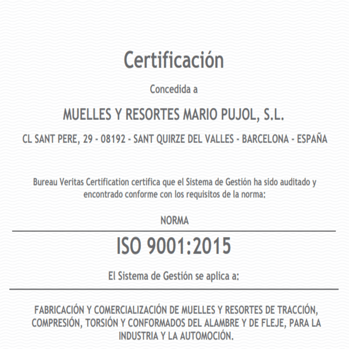 Certificado de calidad